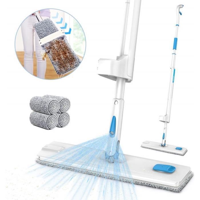Balai Lave Sol avec Vaporisateur,Balai Spray Serpillère avec Réservoir- 4 Chiffons Microfibre Réutilisables/Facile d’Entretien