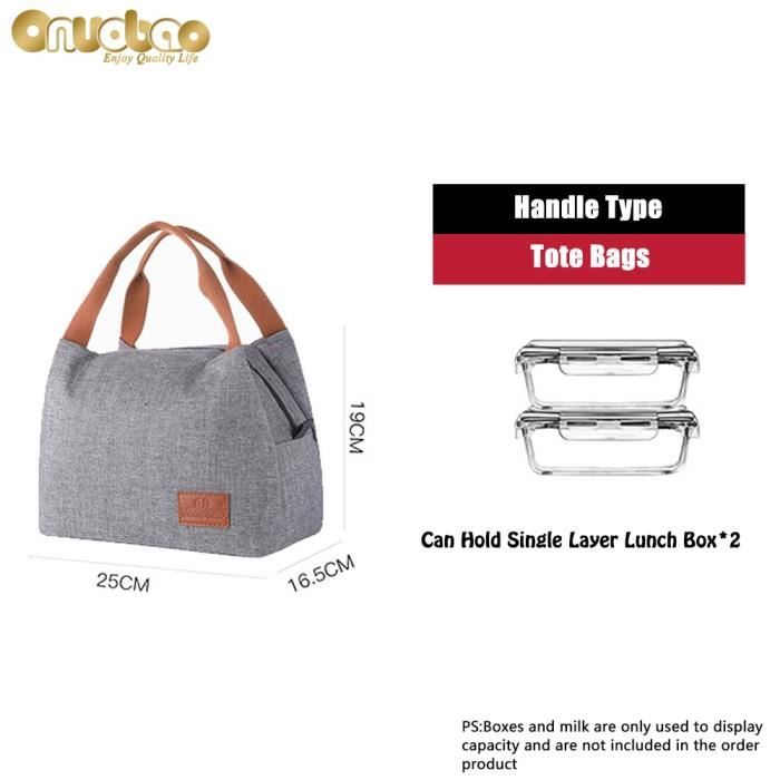 Lunch box isotherme,Sac à déjeuner isolant pour hommes et femmes,fourre tout gris à la mode en tissu Oxford en - Type I--Hand Bag