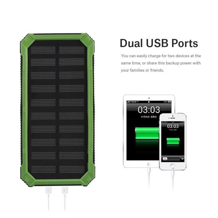 GOTOTOP Banque d'alimentation Portable Portable 20000mAh Banque d'alimentation Solaire Mobile de Double USB Charge Rapide DIY Kit