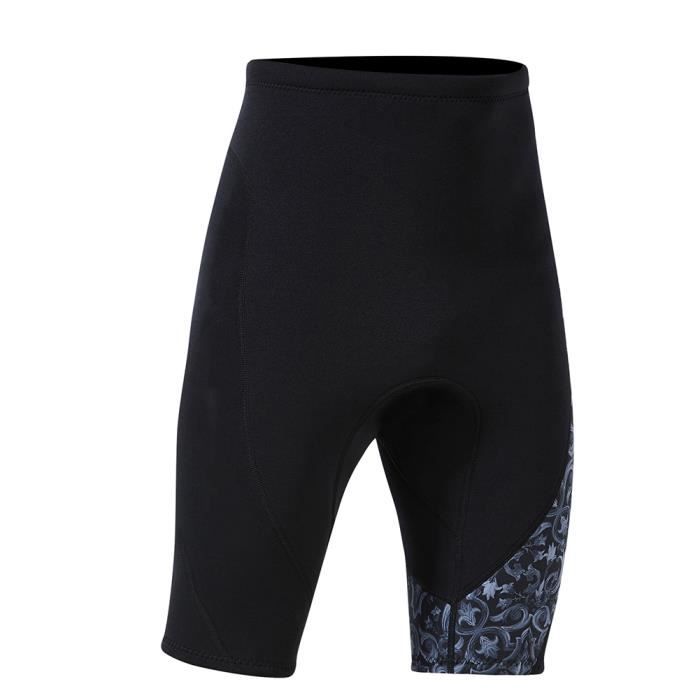 1.5mm Pantalon Court Fendu de Plongée Sport pour Plongée en Apnée Surf Natation(Homme gris M) -CET