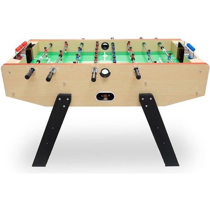 Babyfoot taille adulte type Bistrot café - Beige - Table avec Barres télescopiques acier chromées et balles en lièges fournies