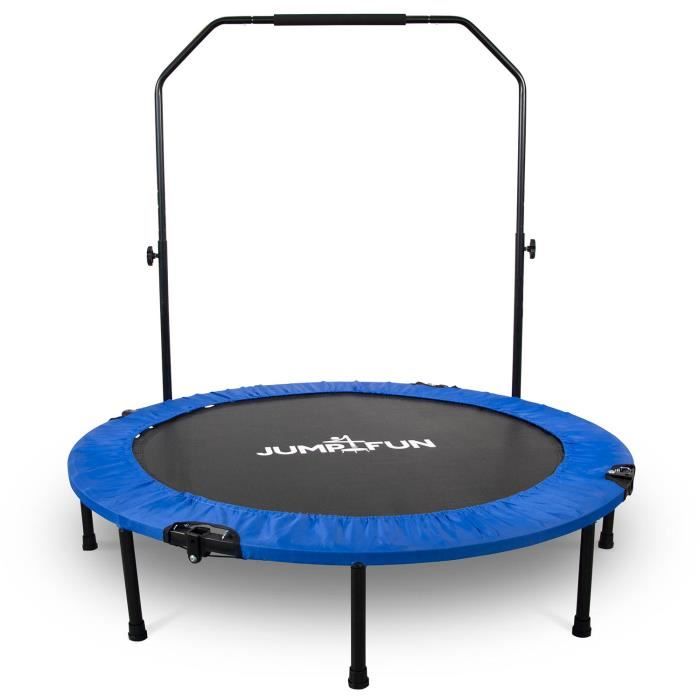 Mini Trampoline Fitness Jump4fun Pliable Double-Bar - Ø122cm, Bleu