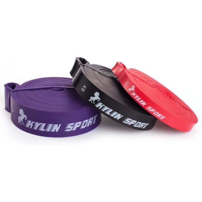 KYLIN SPORT Bande Elastique de Résistance Bande Latex de Yoga pour Musculation Crossfit(rouge noir violet )