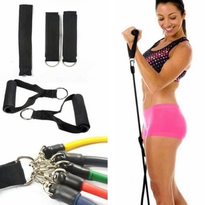 Bandes de Resistance Elastiques Musculation Set, Latex Fitness Exercice Bands Kit avec Ancre de Porte/Poignées/Sangle de Cheville po