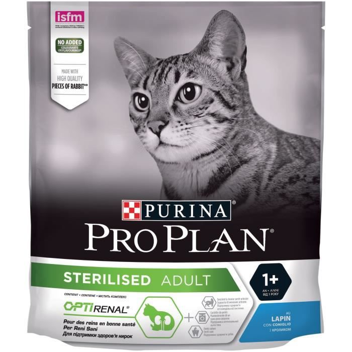 Purina Proplan Sterilised OptiRenal Chat Adulte Lapin Croquettes 400g