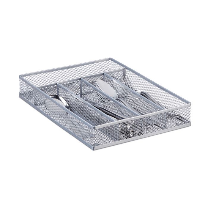 Relaxdays Range-couverts mailles acier métal boîte à couverts bac à couverts HxlxP: 5 x 23,5 x 31,7 cm, étroit - 4052025952822