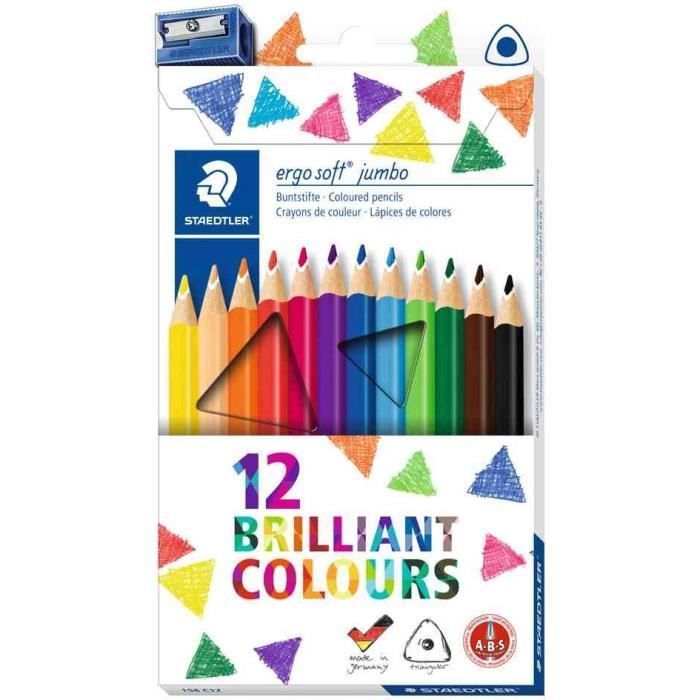 étui de 12 crayons de couleur triangulaire ergosoft jumbo