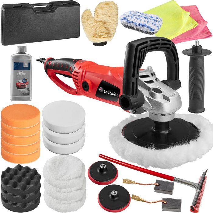 TECTAKE Polisseuse Rotative de 600 à 3000 tours par minute et Set de 5 Accessoires
