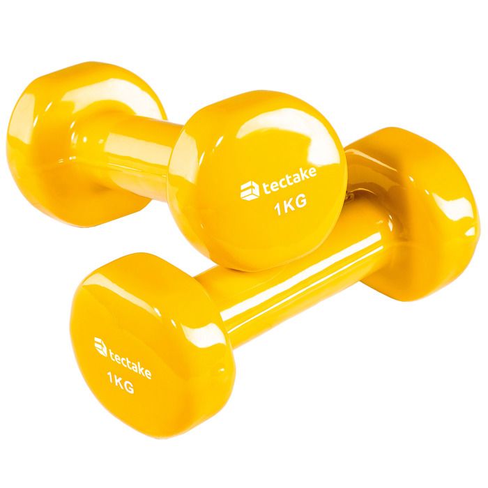 TECTAKE 2 Haltères de Musculation 1 kg en Vinyle Jaune