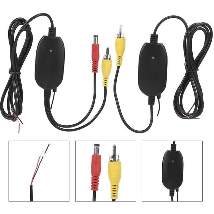 VINGVO Émetteur de caméra de recul Accessoire de kit de récepteur d'émetteur vidéo sans fil 2.4G RCA pour caméra de recul de