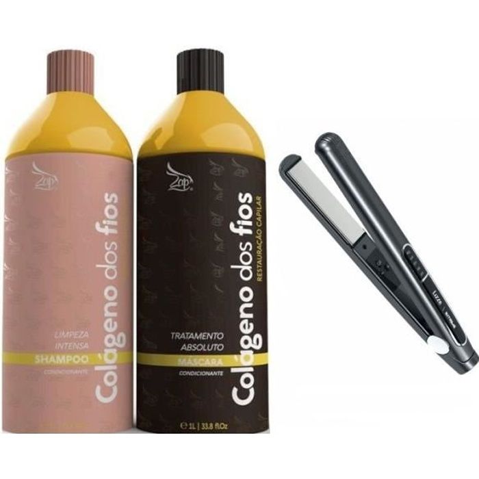 Lissage Brésilien à la kératine CollagenOPlastia Capillaire Professionnels Traitement et Soin Masque 1L + Shampoing 1L