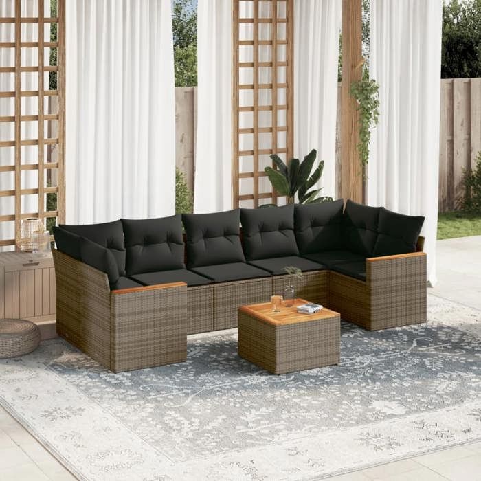vidaXL Salon de jardin 6 pcs avec coussins Résine tressée ensemble de canapés d'extérieur canapé d'angle de jardin 3308162 - vue 3