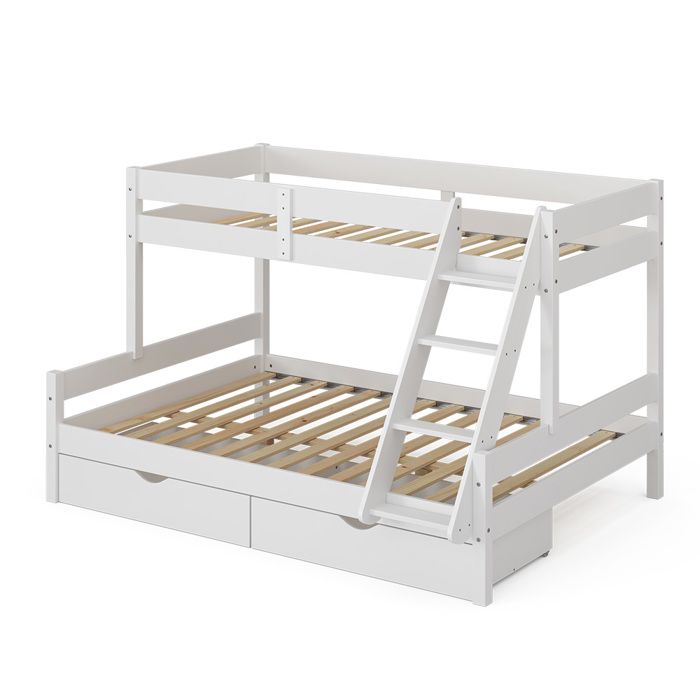 Vitalispa lit superposé, blanc, 120x200 80x200 cm avec 2 matelas
