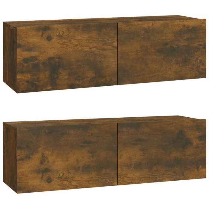 Ensemble de Meubles TV muraux 2pcs - chêne fumé 100x30x30cm - Bois dingénierie LL147806
