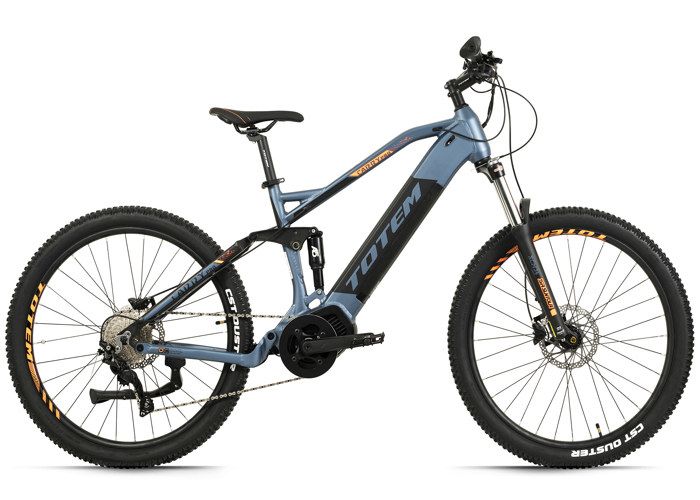 TOTEM VTT Electrique Tout Suspendu 27 5 Carry Pro Moteur Central 80NM 20Ah Bleu acier noir 51 cm Cdiscount Sport