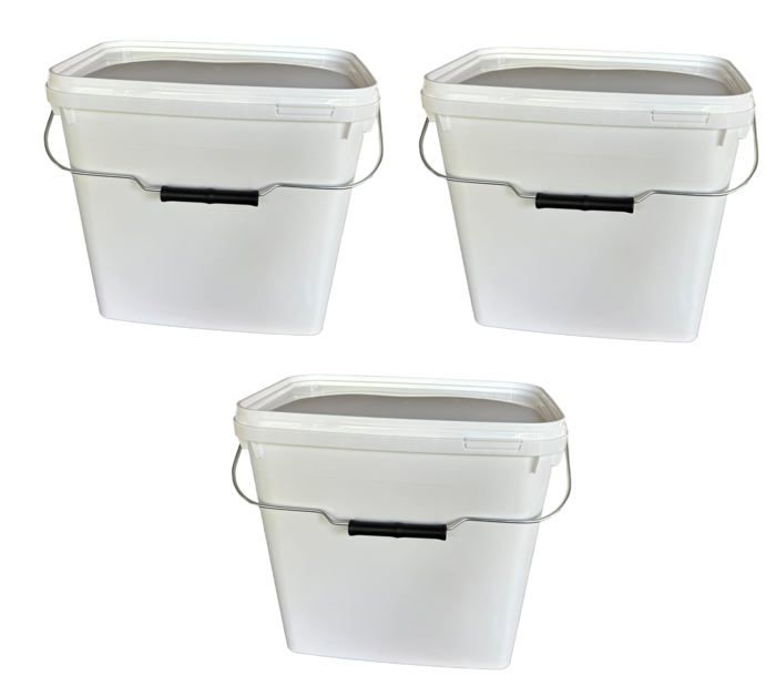 Seau rectangulaire 10 L Blanc Silplast Lot de 3 pièces avec couvercle en plastique alimentaire empilables pour stockage