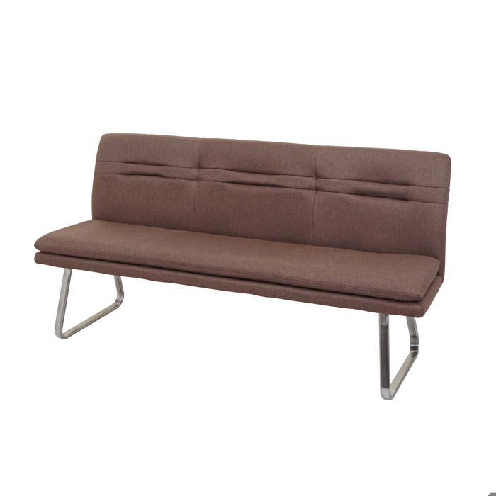 Banc de salle a manger banquette rembourree avec dossier en tissu marron et acier inoxydable brosse longueur 180 cm 04_0005852 Banc de salle a manger banquette rembourree avec dossier en tissu marron et acier inoxydable brosse longueur 180 cm 04_0005852