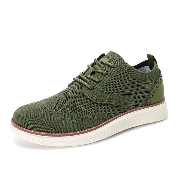 INSFITY Chaussure Casual Légèreté Homme Respirante Grande taille Comfortable Plat - Vert militaire