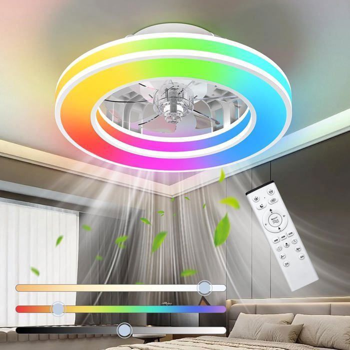 Ventilateur Plafond Avec Lumière 132cm - Silencieux Avec Télécommande, 6 Vitesses, 3 Températures LED Dimmable 3000K-6500K, 5 Pales Réversibles, Minuterie