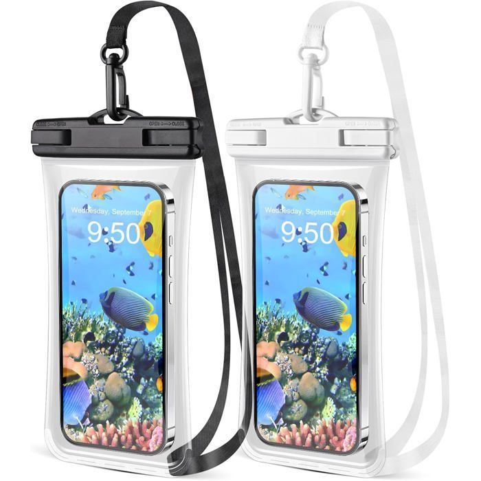 Ivoler Kit 2 En 1 Sac Étanche + Pochette Téléphone Imperméable - Ceinture Ajustable Pour Kayak, Pêche, Rafting, Camping Et Natation (Blanc)