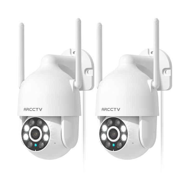 Caméra de Surveillance extérieur Filaire 3MP HD WiFi Audio Bidirectionnel Détection du Mouvement 355°Suivi automatique ARCCTV-2 PCS