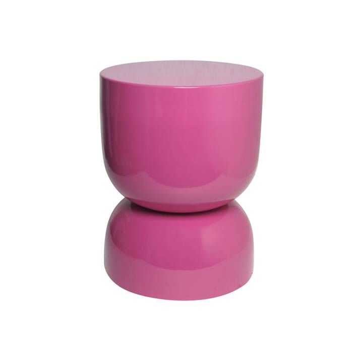 Table dappoint. bout de canapé. table de chevet en métal effet glossy rose Madi Ø32 x H 42cm