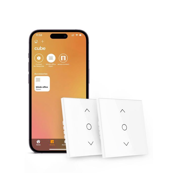 Interrupteur Volet Roulant - REFOSS - Connecté WiFi - Compatible HomeKit/Alexa/Google Home - Ouverture 1–100% - Rétroéclairage LED