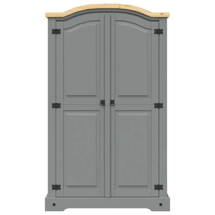 Gris Garde-robe JILLS Armoire penderie Pour chambre avec 2 portes Gamme Corona pin mexicain Gris LV1338