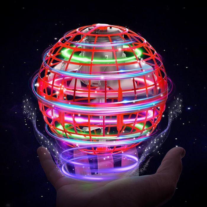 Balle volante Orb Toys Hover Ball Pro Flying Spinner Toy UFO RGB Cool Stuff Globe Magic Boomerang Hand Controller Mini Drone (Rouge)