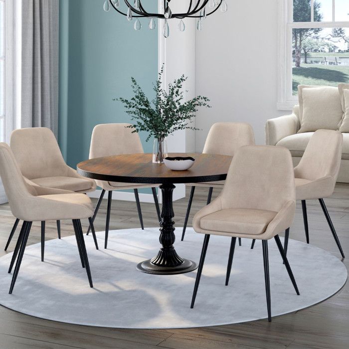 Ensemble de 2 chaises de cuisine en cuir taupe - Iris