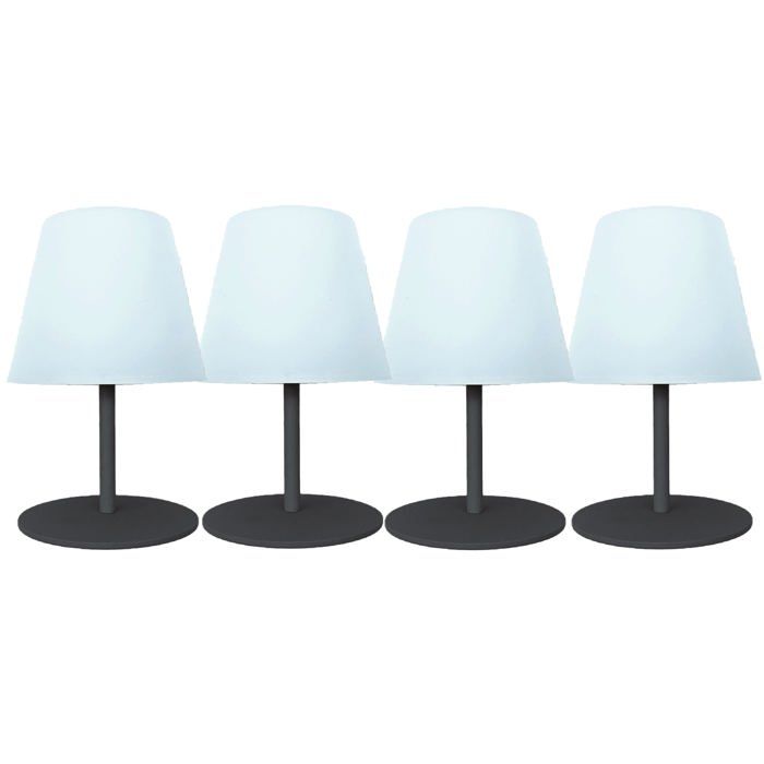 4 Lampes de table sans fil TWINS Gris H16cm