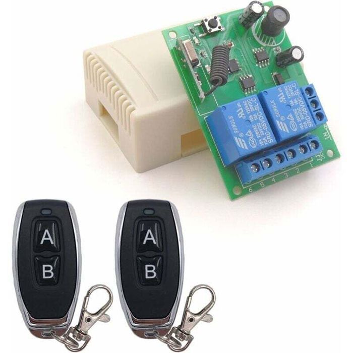 DieseRC Commutateur de télécommande sans fil DC 12V 24V 4CH, récepteur de relais radiofréquence DC 6-30V 10A 4 canaux 433Mhz avec 2 émetteurs RF, pour lumières, porte de garage, moteur, auvent DieseRC Commutateur de télécommande sans fil DC 12V 24V 4CH, récepteur de relais radiofréquence DC 6-30V 10A 4 canaux 433Mhz avec 2 émetteurs RF, pour lumières, porte de garage, moteur, auvent