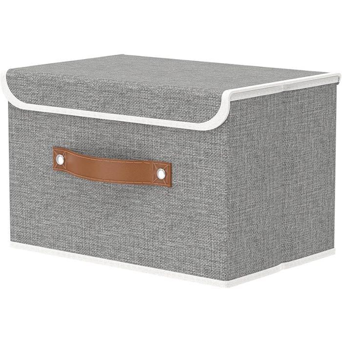 Panier de Rangement 38 x 25 x 25 cm Boîte Pliable avec Couvercle et Poignée Bac Range pour Vêtement Large(1-Pack BOITE DE RANGEMENT