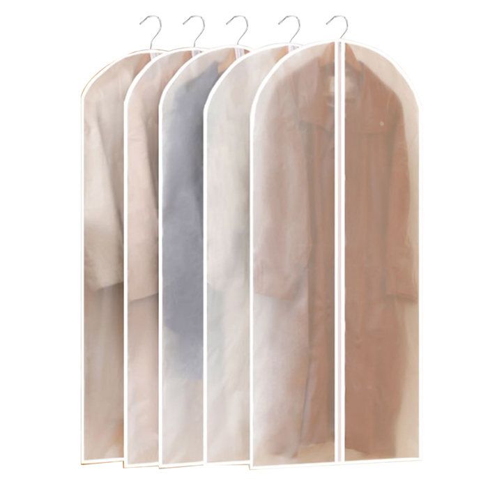 Lot de 5 housses à vêtements transparentes respirantes et lavables (60 x 120 cm) pour la maison et le dressing.