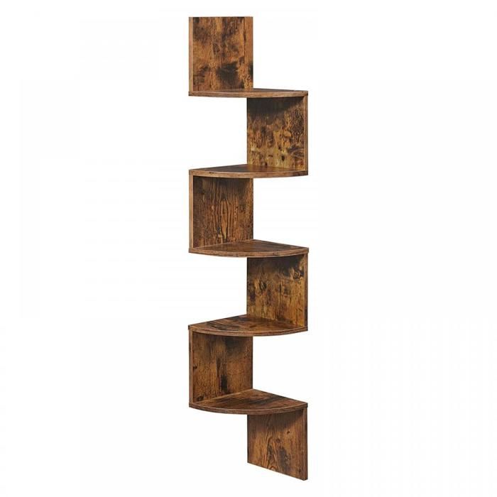 KEDIA Étagère Murale dangle en Bois 5 étagères Couleur Rétro 20*20*120cm Etagère de Coin Meuble Robuste et Durable Portable