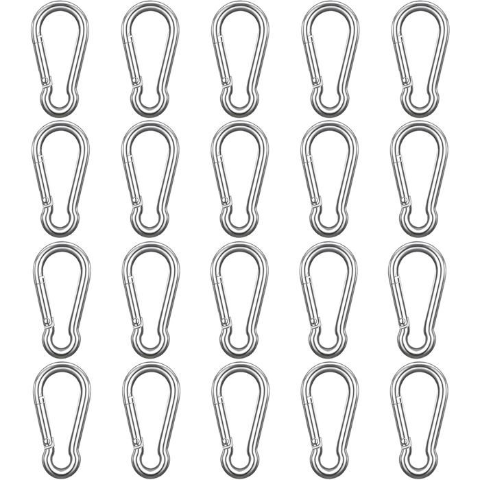 Mousquetons Aluminium Argent - Porte-Clés pour Sac à Dos et Laisse Chien - Idéal Camping Randonnée Pêche Voyage