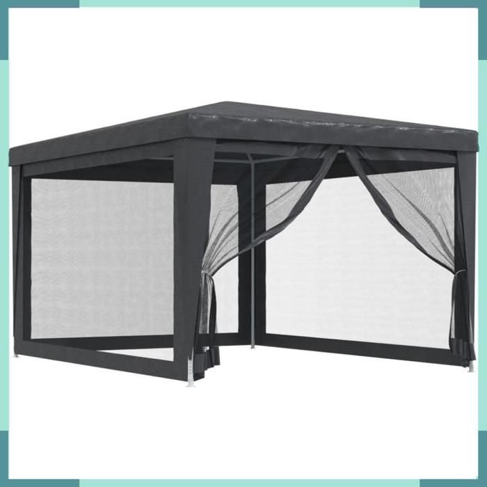 319234 Tente de fête avec 4 parois latérales en maille Anthracite 3x4m