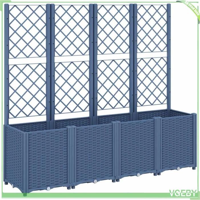Jardinière avec treillis - FAFEICY - 367871 - bleu gris - PP (polypropylène) - 160 x 40 x 140 cm