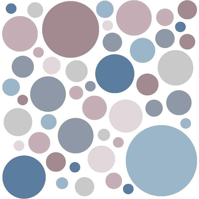 [6 feuilles] 93x Autocollant POINT grand couleur: pastel rose/bleu/gris I Stickers muraux enfants Rose/Bleu/Gris STICKERS