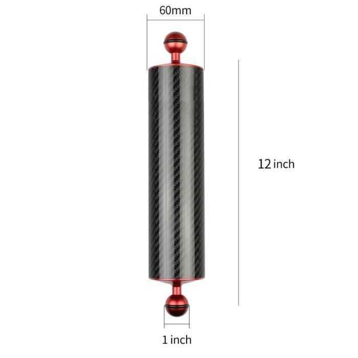Bras Flottant Sous-marin Sea Frogs - Fibre Carbone Pour Lumière Vidéo/Stroboscope 20cm D60mm