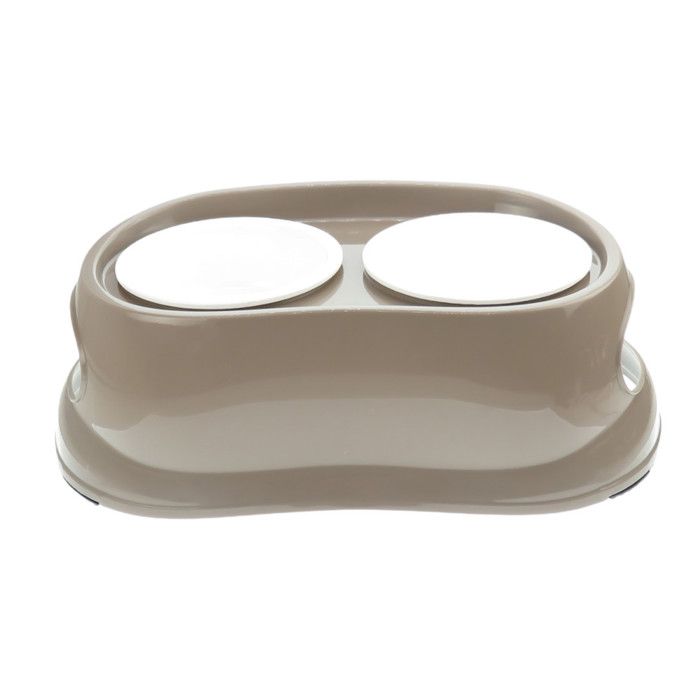 Comparer les prix de Gamelle double surélevé 2 x 675 ml longueur 48 cm hauteur 17 cm pour chien - animallparadise