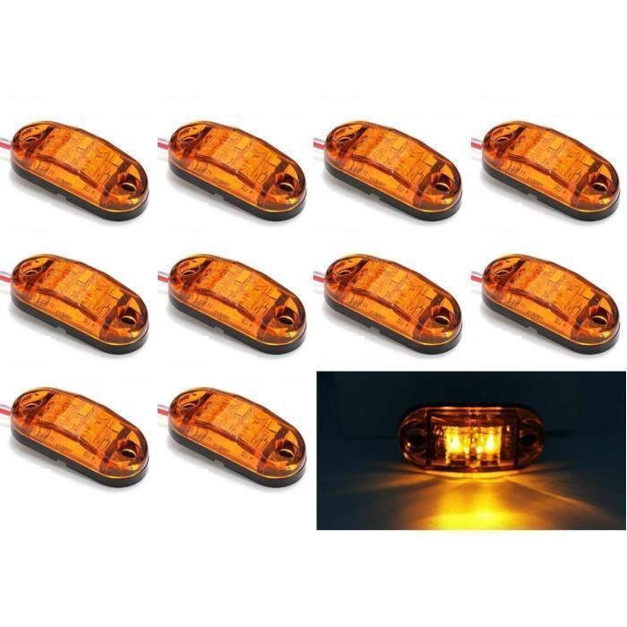 10 Mini Feux De Gabarit Bouton LED 24V Orange Feux Latéraux Rond 3/4 - Foto 9