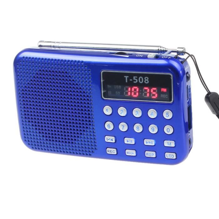 Haut-parleur stéréo universelle TF Radio Portable Card Haut-parleur Radio FM Haut-parleur numérique avec écran LED bleu