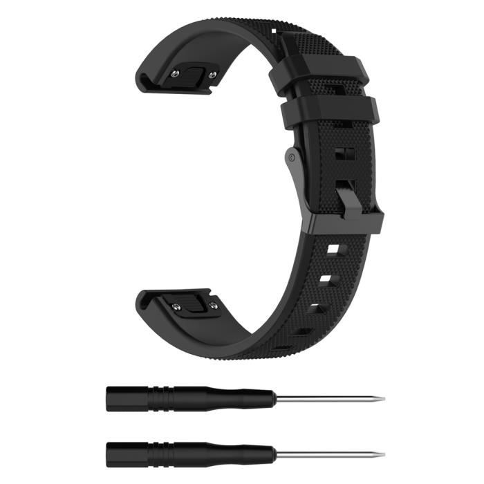Pour Garmin Fenix 5S 20 mm Bracelet de montre en silicone avec trou de  boucle pliante (noir)
