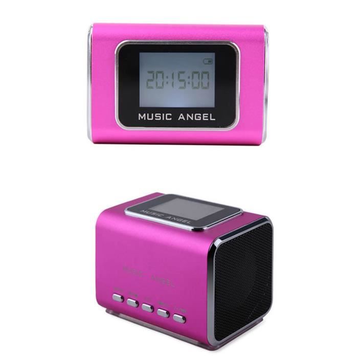 Mini Enceinte Multimédia LCD MP3 Radio SD/TF - Music Angel - Bluetooth - Rose