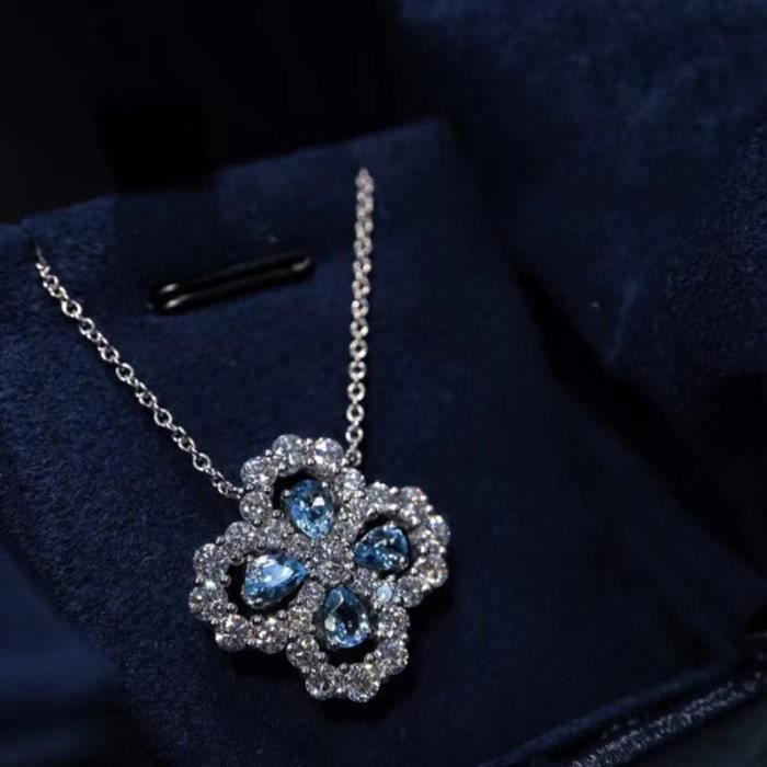 SANSI Collier Fleur Pendentif Trèfle à quatre feuilles - Collier