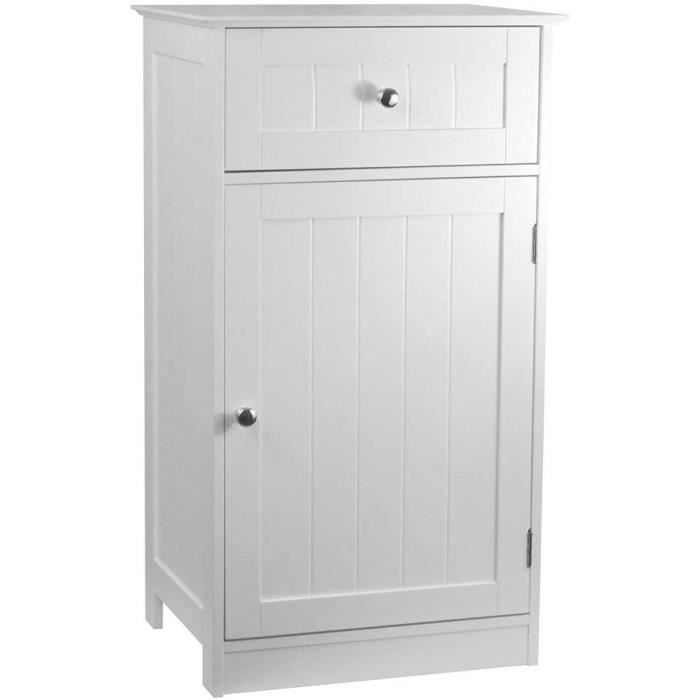 Priano Armoire de Salle de Bain 1 Porte 1 tiroir à Poser au Sol Meuble à tiroirs de Rangement