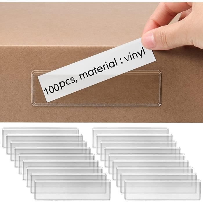 Kathfly Lot de 100 porte-étiquettes en plastique à clipser avec insert en  papier d'étiquette, 7,6 x 3,2 cm, étiquettes d'étagère pour étagères  métalliques de 0,9 cm à 0,9 cm d'épaisseur : 