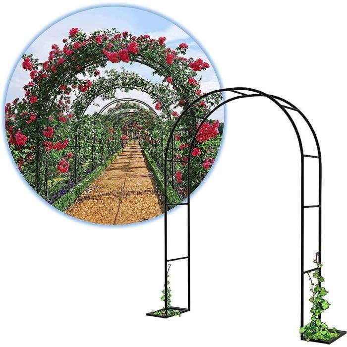 Arche De Jardin Outsunny En Acier - 150x223 Cm, Noir - Pour Plantes Grimpantes, Rosiers, Décoration Extérieure