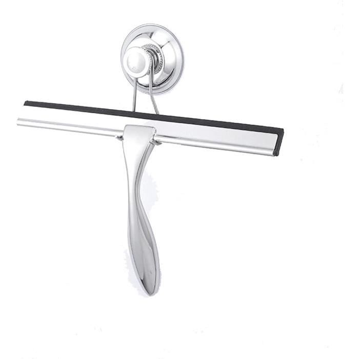 Raclette De Douche 8.6 X 6.5 In Avec Support En Silicone, Noyau Acier Inox Pour Salle De Bain, Verre, Porte De Douche - Noir - Au Quotidien Raclette Vitre Douche